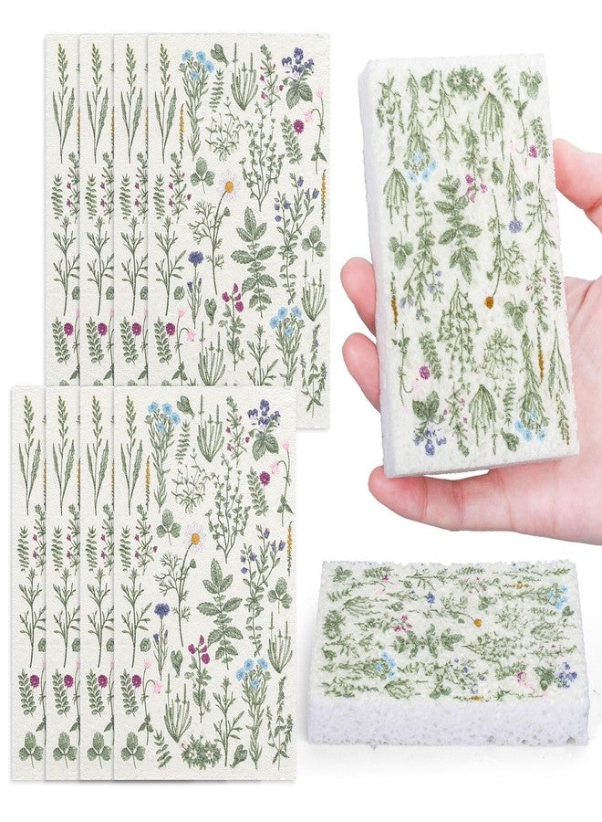 FYSUIMU 8Pcs Wildflower Kitchen Sponges Vintage Floral Pattern Water Absorbing Dish Washing Sponges Non Scratch Cleaning Scrub Sponge for Spring Home Bathroom - Image 1
